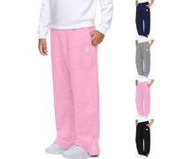 Generisch Herren Kinder Jogginghose Sweatpants Baumwolle Baggy Breite Weites Bein mit Elastischem Bund Kordelzug Zwei Seitentaschen Warme Herbst Winter Sporthose Lounge Bequem Teenager Trainingshose