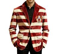 Generisch Herren Kostüm Karneval Anzugjacken Freizeit Sakko Fastnacht Casual Leichtgewicht Jacke 1 Knöpfe Blazer Jackett Slim Fit Party Business Männer 60er Jahre Glitzer Smokingjacke, Rot, M