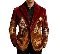 Generisch Herren Kostüm Karneval Sakko Freizeit Baumwolle Blazer 1 Knopf Casual Anzugjacke Normale Passform Business Jackett Fasching Party Männer 60er Jahre Glitzer Pailletten Smokingjacke, Rot, 4XL