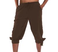 Generisch Herren Kurze Hosen Pluderhose mit Schnürung Wikinger Sommer Hose Pirat Mittelalter Kostüm Freizeit Strand Shorts