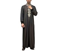 Generisch Herren Muslimische Robe Ethnische Maxikleid Ramadan Roben Taiji-Kleidung Muslim Kleid Herren Kaftan Lang Nachthemd Lang Thobe Tunika Nachthemd Ramadan Roben Abaya-Kaftan für Männer