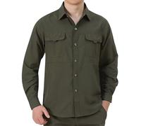 generisch Herren Outdoorhemd UV Schutz Safari Hemd Langarm Schnelltrocknend Funktionsshirt für Wandern Angeln Arbeitshemd Militär Stil Lange Freizeithemd Button-Down-Arbeitshemd Herren