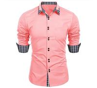 Generisch Herren Paisley Hemd Langarm Jacquard Hemd für Männer Regular Fit Stickerei Freizeithemd Long Shirts Herren Business Hemd Herren Slim Fit Langarmshirt Herren GrüN