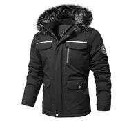 Generisch Herren-Parka-Jacke mit Kapuze, Pelz-Kapuze, Warme Winterjacken, Modisch, Übergröße, Outdoor-Fleecemäntel Male Parka Plus Size Parka