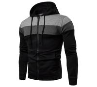 Generisch Herren Pullover Patchwork Hoodie Mode Kapuzenpullover Casual Oberteile Men's Novelty Color Block Hoody Fleece Pulli Long Sleeve Casual Sweatshirt with Pocket Übergangs Sweatjacke für Urlaub