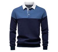 generisch Herren Pullover Sweatshirt Polokragen Langarm Winter Warm Sweatshirts Casual Einfarbig Basic Sweater Baumwolle T-Shirts Klassisch Fit Mode T Hemden Freizeithemden Mit Knopfleiste