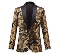 Generisch Herren Sakko Pailletten Langarm Blazer Reverskragen Smoking Karneval Sakkos Bequeme Weiche Anzugjacke Party Jackett Festliche Herren-Sakko Leicht Stretch Jacket Freizeit Anzug Schwarz L