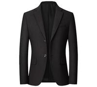 Generisch Herren Sakko Sportlich, Herren Wollblazer Sportmantel Zweiknopf Fischgrätenanzugjacke Mit Tasche Schwarz Lässige Bürojacke Slim Fit Businessmantel Top Für Herbst Winter