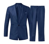 Generisch Herren- Slim-Fit Business Party Elegante einreihige Anzüge für formelle Anlässe mit Hemd Hose Krawatte (Navy, L)