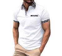 Generisch Herren Sommer T-Shirt Polo Kragen Slim Fit Baumwolle-Anteil Basic schwarzes Männer Poloshirts T-Shirts FüR Herren Polohemd Herren Kurzarm 3XL Poloshirt Herren Kurzarm 3XL