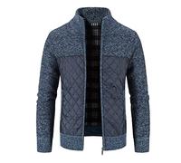 Generisch Herren: Sportlich Modern 3XL mit Reißverschluss Cardigan Sweatjacke Langarm Leicht Strick Lang Trachtenjacke Wintermantel Herbst Ohne Kapuze Trachtenjanker Strickjacke Wolle Blau