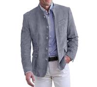 Generisch Herren Strickjacke Elegant, Trachtenjacke Herren Oktoberfest Trachten Strickjacke Trachtenweste Elegant Cardigan Wolljacke Trachtenjacken Baumwolljacke Trachtenhemd, Grey, XXL