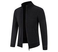 generisch Herren Strickjacke Stehkragen Reißverschluß Pullover Weiches Plüschfutter Warm Sweatjacke Langarm Cardigan Feinstrick Winterjacke Herren Strickjacke Cardigan Gefüttert Grobstrick Pullover