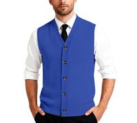 Generisch Herren Strickweste Fleece FüTterung Knopfleiste Westen ärmellose Strickjacke Trachtenweste Mit V-Ausschnitt Winterweste Dicker Cardigan