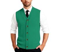Generisch Herren Strickweste Fleece FüTterung Knopfleiste Westen ärmellose Strickjacke Trachtenweste Mit V-Ausschnitt Winterweste Dicker Cardigan