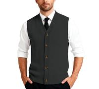 Generisch Herren Strickweste Fleece FüTterung Knopfleiste Westen ärmellose Strickjacke Trachtenweste Mit V-Ausschnitt Winterweste Dicker Cardigan
