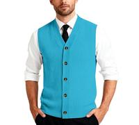 Generisch Herren Strickweste Fleece FüTterung Knopfleiste Westen ärmellose Strickjacke Trachtenweste Mit V-Ausschnitt Winterweste Dicker Cardigan