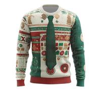 Generisch Herren Sweatshirt Strickpullover Hoodie Langarm Pullover Ohne Kapuze Rundkragen Weihnachtspullover für Mottoparty Weihnachtsmotiv Oberteile Herbst Winter Langarmshirt