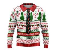 Generisch Herren Sweatshirt Strickpullover Hoodie Langarm Pullover Ohne Kapuze Rundkragen Weihnachtspullover für Mottoparty Weihnachtsmotiv Oberteile Herbst Winter Langarmshirt