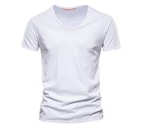Generisch Herren T-Shirt mit V-Ausschnitt aus Baumwolle,Male T-Shirt Einfarbig V-Ausschnitt T-Shirt Livergy Herren-Unterhemd Herren Funktionsshirt Oversize T Shirt Herren