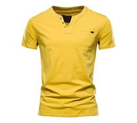 Generisch Herren T-Shirt V-Ausschnitt Kurzarm Oversized Basic Male Tee aus Baumwolle Leichtes V-Neck Oberteil Herren T Shirt V Ausschnitt Arbeits Tshirt Herren T Shirt Herren V Ausschnitt Weiss