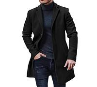 Generisch Herren Trenchcoat Elegant Wintermantel Wolle Mittellang Übergangsmantel Freizeit Lange Jacke Winddichte Windbreaker Business Coat Herrenmantel Mit Knöpfen Winterjacke für Büro, Freizeit