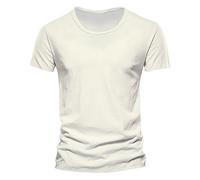 Generisch Herren Uni T-Shirt mit extra tiefem V-Ausschnitt Slimfit deep V-Neck Stretch dehnbar Basic Shirt Herren Shirt V Ausschnitt Oversized Tshirt Herren T-Shirt Weiß Herren V Ausschnitt