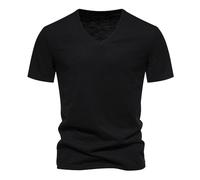 Generisch Herren Uni T-Shirt mit extra tiefem V-Ausschnitt Slimfit deep V-Neck Stretch dehnbar Basic Shirt T-Shirts Für Herren V-Ausschnitt Tshirt Herren Print Tshirt Oversize Herren