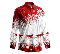Generisch Herren Weihnachtshemd 3D Druck Hemden Weihnachten Freizeithemd Langarm Funky Christmas Hemd mit Taschen Regular Fit Button Down Herrenhemden