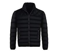 Generisch Herren Winter Daunenjacke Leicht Warm Mit Reißverschluss Als Packbarer Qualitätsmantel Für Freizeit (Black, XXL)