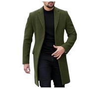 Generisch Herren Wintermantel Jacke Stil Mode Schöner Langer Wollmantel Bequemer Warmer Weicher Mantel (Green, XXXL)