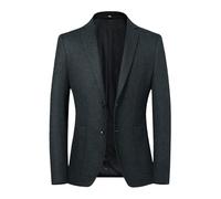 Generisch Herren Wollblazer, Schmal Geschnitten, Zweiknopf Anzugblazer Mit Tasche, Business Casual Anzugjacke, Warmer Winter Smoking Fürs Büro, Schwarz, Größe M