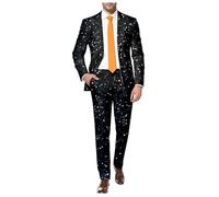 Generisch Herrenanzug mit 3D-Pailletten Druck für elegante Abendmode sowie Businesskleidung (Black, M)