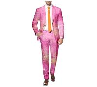 Generisch Herrenanzug mit 3D-Pailletten Druck für stilvolle Abendmode mit Reverstasche klassischer Knopfleiste (XL)