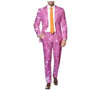 Generisch Herrenanzug mit 3D-Pailletten Druck für stilvolle Abendmode mit Reverstasche klassischer Knopfleiste (S)