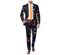 Generisch Herrenanzug mit 3D-Pailletten Druckdesign für stilvolle Abendmode mit eleganter Knopfleiste (Multicolour, XL)