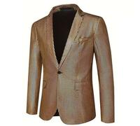 Generisch Herrenanzugjacke Vergoldet Nachtclub Trend Party Elegante Abendmode (Gold, XL)