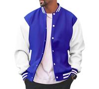 Generisch Herrenmode Varsity Jacke, Slim Fit, Baumwolle, Letterman, Baseball, Bomberjacke, Urb An Classic College-Jacke (Blue, XL)