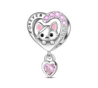 Generisch Herzförmige kleine Tieranhänger Kollektion, 2 cm, leichter Anhänger für Halskette, Armband, Dekoration, leichter silberner Hundeanhänger