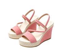 Generisch High Wedge Sandals for Women Dressy Sparkly Wedges Slip on Wide Width Non Slip Comfortable Adjustable Ankle Strap Platform