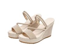 Generisch High Wedge Sandals for Women Dressy Sparkly Wedges Slip on Wide Width Non Slip Comfortable Adjustable Ankle Strap Platform