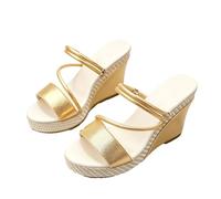 Generisch High Wedge Sandals for Women Dressy Sparkly Wedges Slip on Wide Width Non Slip Comfortable Adjustable Ankle Strap Platform