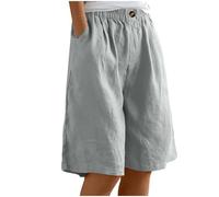 Generisch Hochwertige Kurze Hose Damen Sommershorts Sommer Viskose Sommerhosen Luftig Weich fallend Boardshorts Weit Einfarbig Damenshorts Wadenlange Loungewear Stoffhose Für City