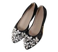 Generisch Hochzeitsschuhe Damen Mädchen Brautschuhe Klassische Prinzessin Schuhe Glitzer Trachtenschuhe Slip on Flache Arbeitsschuhe Ballerina Geschlossene Flat mit Strass