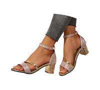 Generisch hohe schuhe damen elegant, Sandalen Damen Mit Absatz Hochzeit Strand Sandaletten Bequem Riemchenpumps Weite H Spangenpumps Sommerschuhe Sommer Riemchen Tanzschuhe Elegant Riemchensandalen