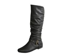 Generisch Hohe Stiefel Damen, Hohe Stiefel Damen Cowboystiefel Lederstiefel Kniehohe Bikerboots Knee High Boots Reiterstiefel Herbststiefel Damenstiefel, Black, 38