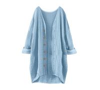 Generisch Hoodie Damen Baumwolle Strickpulli Oversize Langarm schwarz elegant