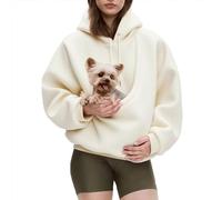 Generisch Hoodie Damen mit Kängurutasche Flauschig Einfarbig Kapuzenpullover für Damen Herbst Winter Warm Langarm 2025 Teddyjacke Teddy Fleecejacke Plüschjacke Outdoor Fleecemantel Wintermantel L