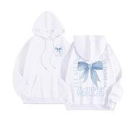 Generisch Hoodie Damen Oversize mit Rückenprint Freizeit Hoody Shirt Langarmshirt Bequeme Kapuzenpullover Teenager Mädchen Pullover für Sport Fitness Outdoor Übergangsjacke Pulli