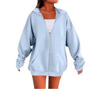 Generisch Hoodie Damen Oversize Pullover Sport Langarm Fleece Gefütterte Sweatshirt mit Kapuze Einfarbig Basic Kapuzenpullover,Grobstrickpullover Damen,Geburtstag/Jahrestag
